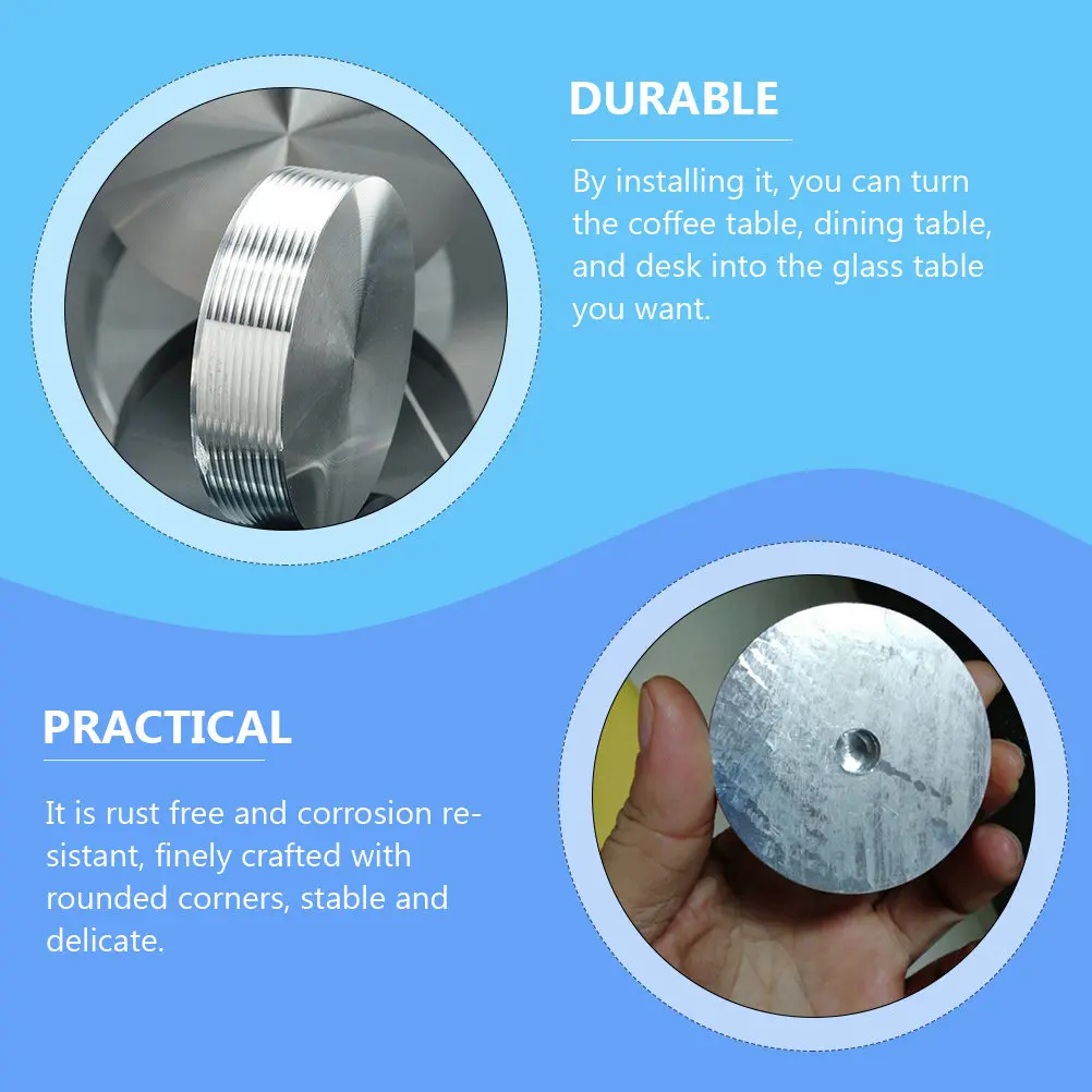 6Pcs Aluminum Alloy Circle Disc Glass Tops Adapter for Desk Dining Table Coffee Table Round Aluminum Discs Rust Free Corrosion