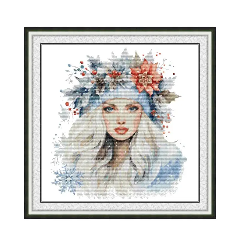 Angel of Winter cross stitch kit  14ct 11ct count print canvas hand sew cross-stitching embroidery handmade needlework