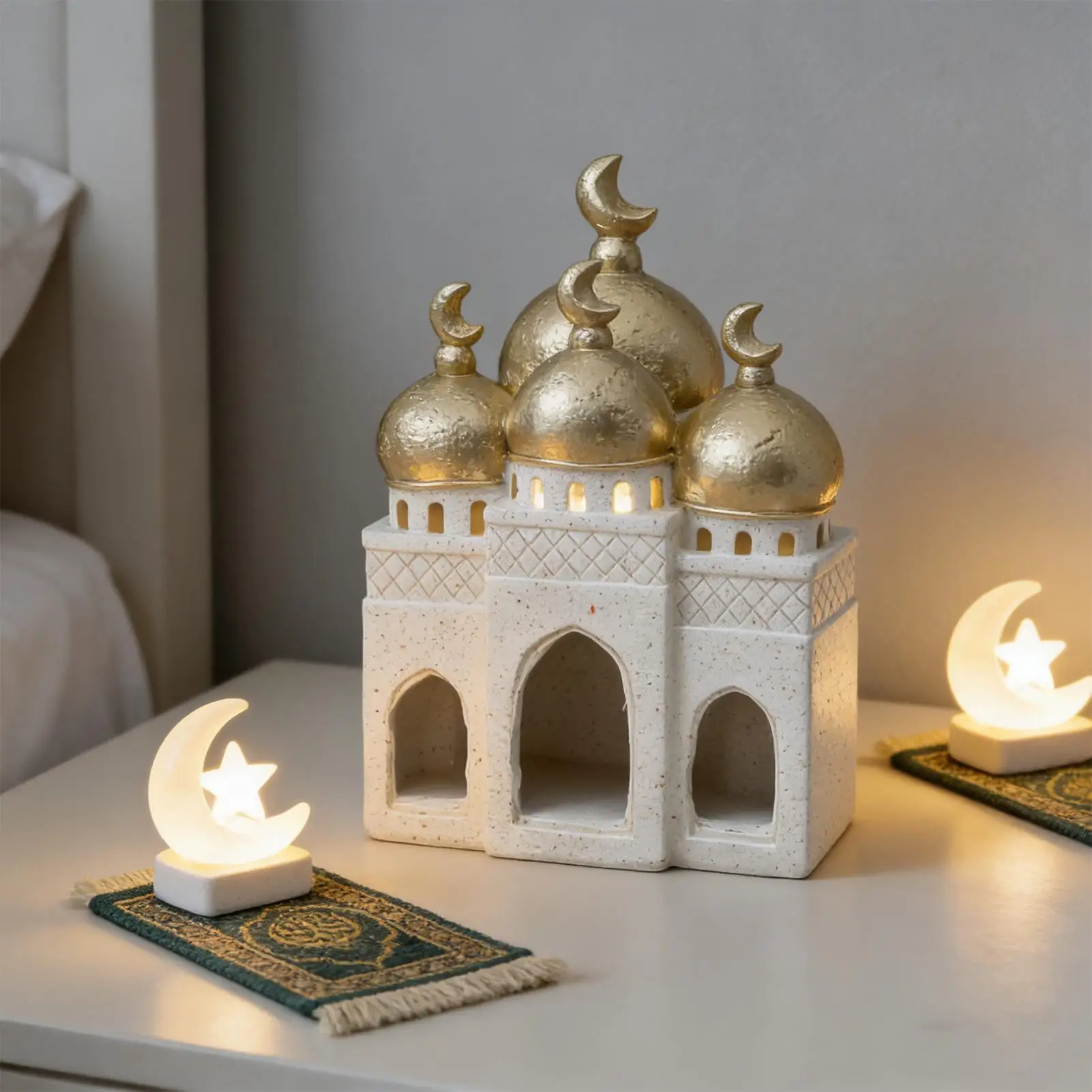 Schloss-Figur aus Kunstharz, kompakte Turmskulptur, Schloss-Skulptur für Regal, für Wohnzimmer, Schlafzimmer, Arbeitszimmer, Kinderzimmer, Nachttisch-Dekoration