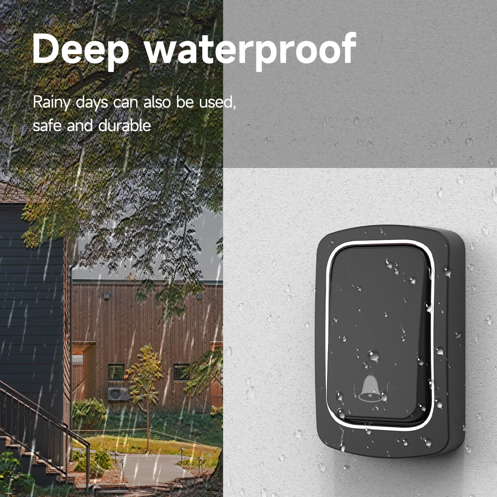 Wireless Doorbell No Battery Required Waterproof Self-Powered Door Bell Sets Home Outdoor Kinetic Ring Chime Doorbell