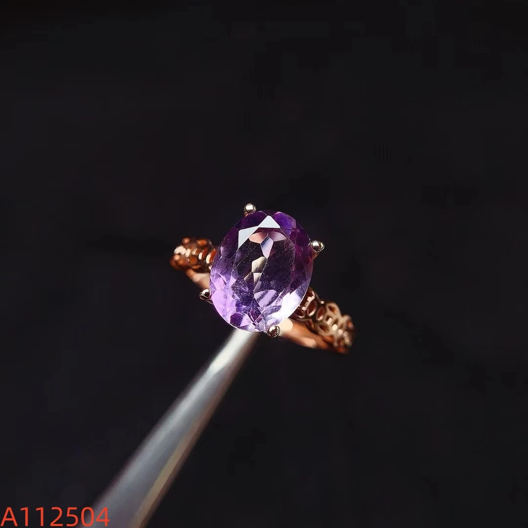 KJJEAXCMY Natural Amethyst Ring S925 silver , electroplated locking color process, high clarity Full of luster Support testing