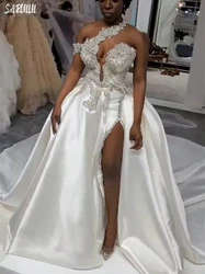 Romantic Ball Gown Wedding Dress Beaded Crystals One Shoulder Bride Robe Luxury Floor-length Bridal Dresses Vestidos De Novia