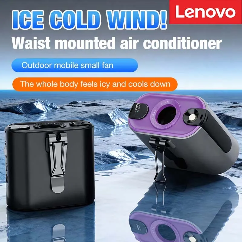

Lenovo New High-speed Waist Hanging Fan For Outdoor Work Portable Neck Hanging Fan Reverse Charging Flashlight Handheld Fan