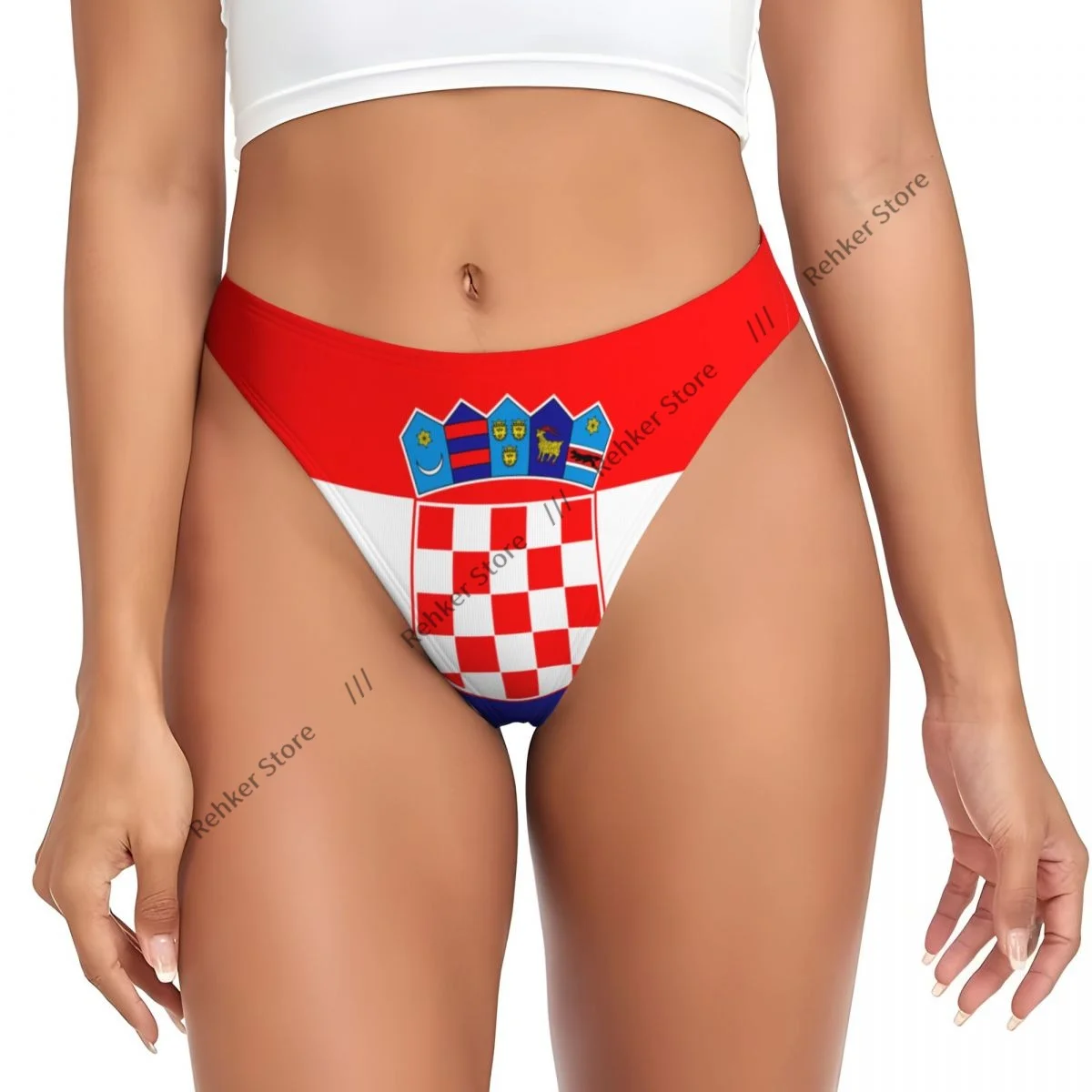 Thongs For Women V Waist G-String Panties Croatian National Flag Underwear Breathable Underpants