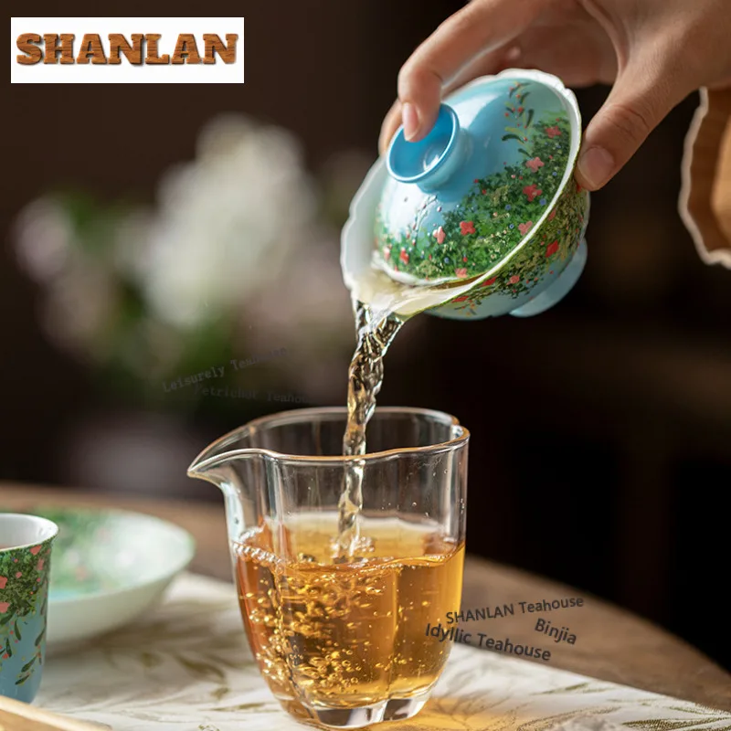 100ml Greasepaint Wicker Swallow Gaiwan Boutique Tea Tureen Tea Bowl With Lid Kit Tea Maker Cover Bowl Tea Ceremony Collection
