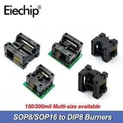 SOP8 / SOP16 To DIP8 Socket Converter Module 150mil 200MIL Programmer Adapter Electronics SA602 IC Test Conversion Burner