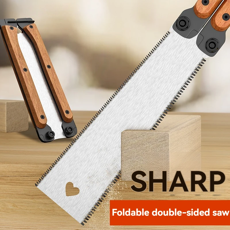Camping Hand Saw Outdoor Mini Pocket Folding Saw with Double Edges Pull Saw Blade Wood Saw for Woodworking for Camping Garden