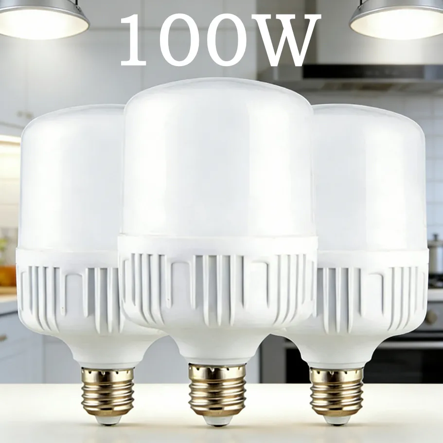 

100W-5W E27 Screw Base LED Bulb AC 220V, High Brightness Non-Flickering, Super Bright White Light with Good Heat Dissipation