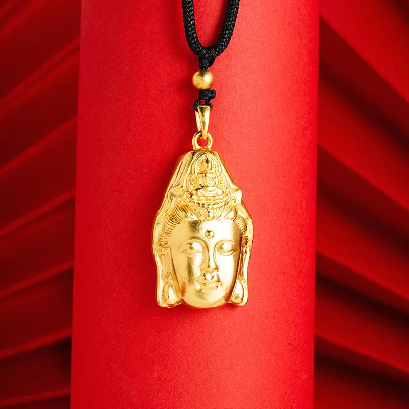 

Fashion 100% 18k Gold Color Buddha Head Pendant Necklace Chain for Women Party Fine Jewelry Gifts Not Fade