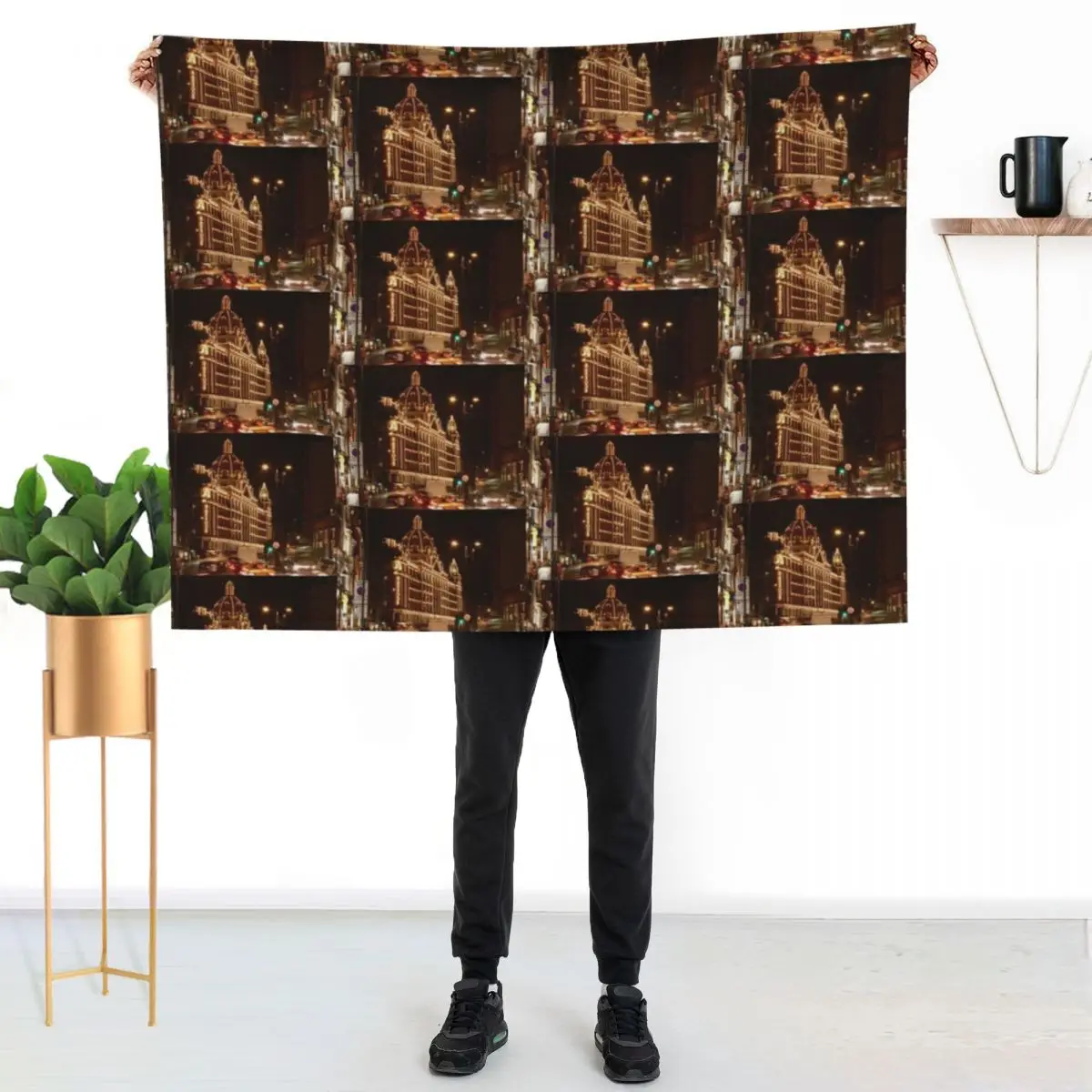 Harrods, London Throw Blanket Large decorative halloween Camping Shaggy Luxury Designer Blankets