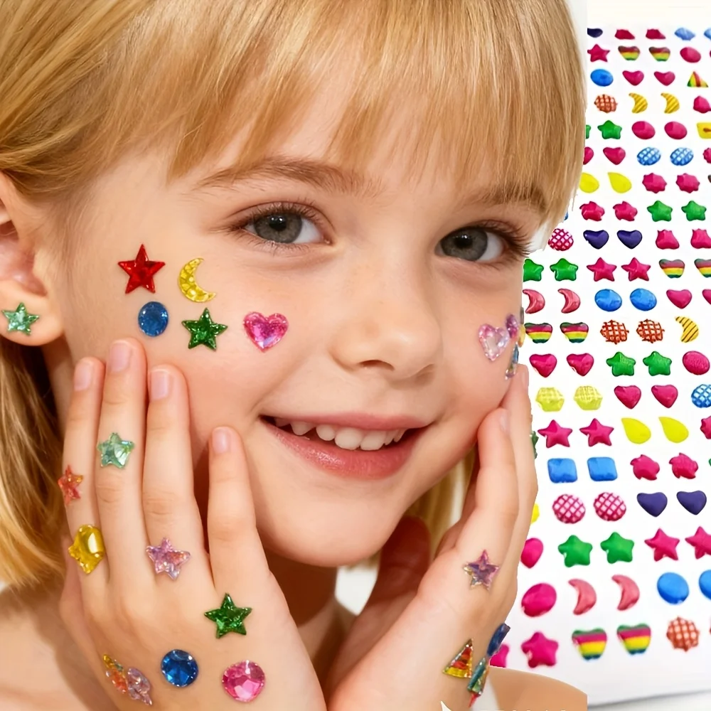 3d Gemstone Stickers, Sparkling Crystal Stickers, And Earrings With Various Colors And Shapes, Reward Stickers