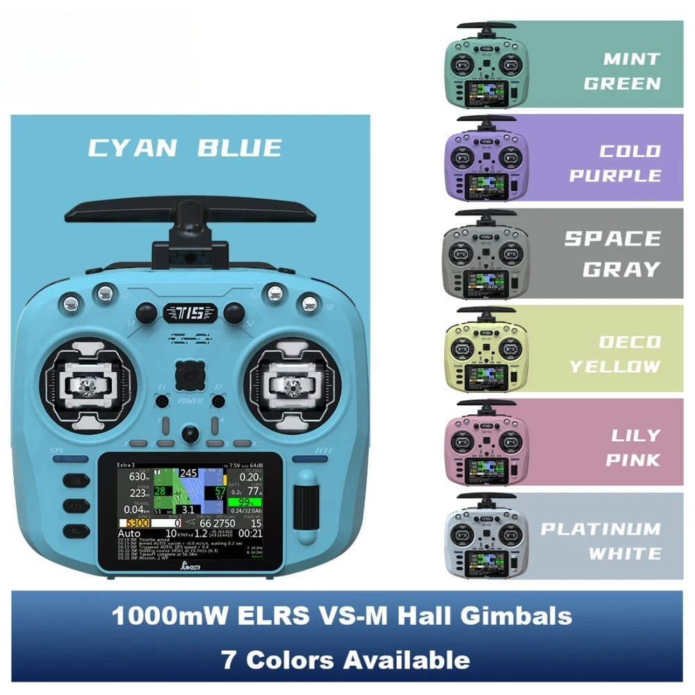 

Jumper T15 1W FPV Remote Controller with Hall Sensor, Color Screen, Long Range for RC Drones, Quadcopters & Fixed-Wing Aircraft