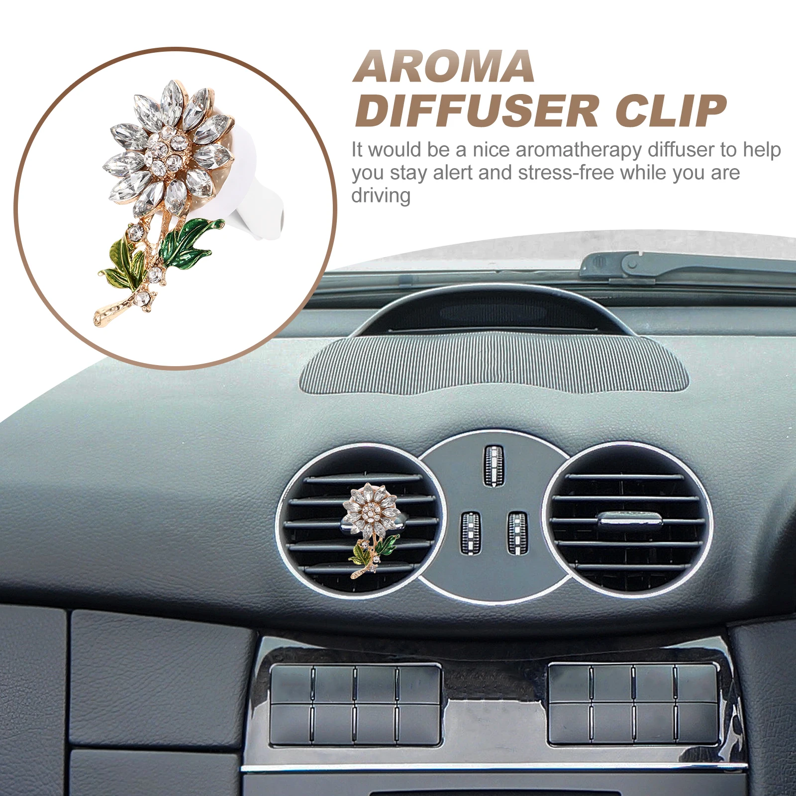 

Zinc Alloy Car Air Vent Freshener Sunflower Aroma Clip Durable Automatic Aromatherapy Diffuser Black Car Interior Accessories