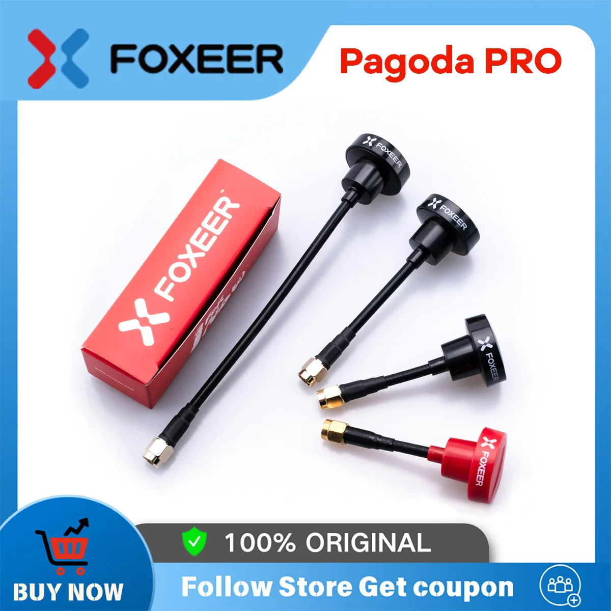 FOXEER FPV Antenna Pagoda Pro 5.8GHz 3dBi Omni Antenna RHCP SMA RP-SMA 68mm 86mm 150mm for RC FPV Racing Freestyle Drones