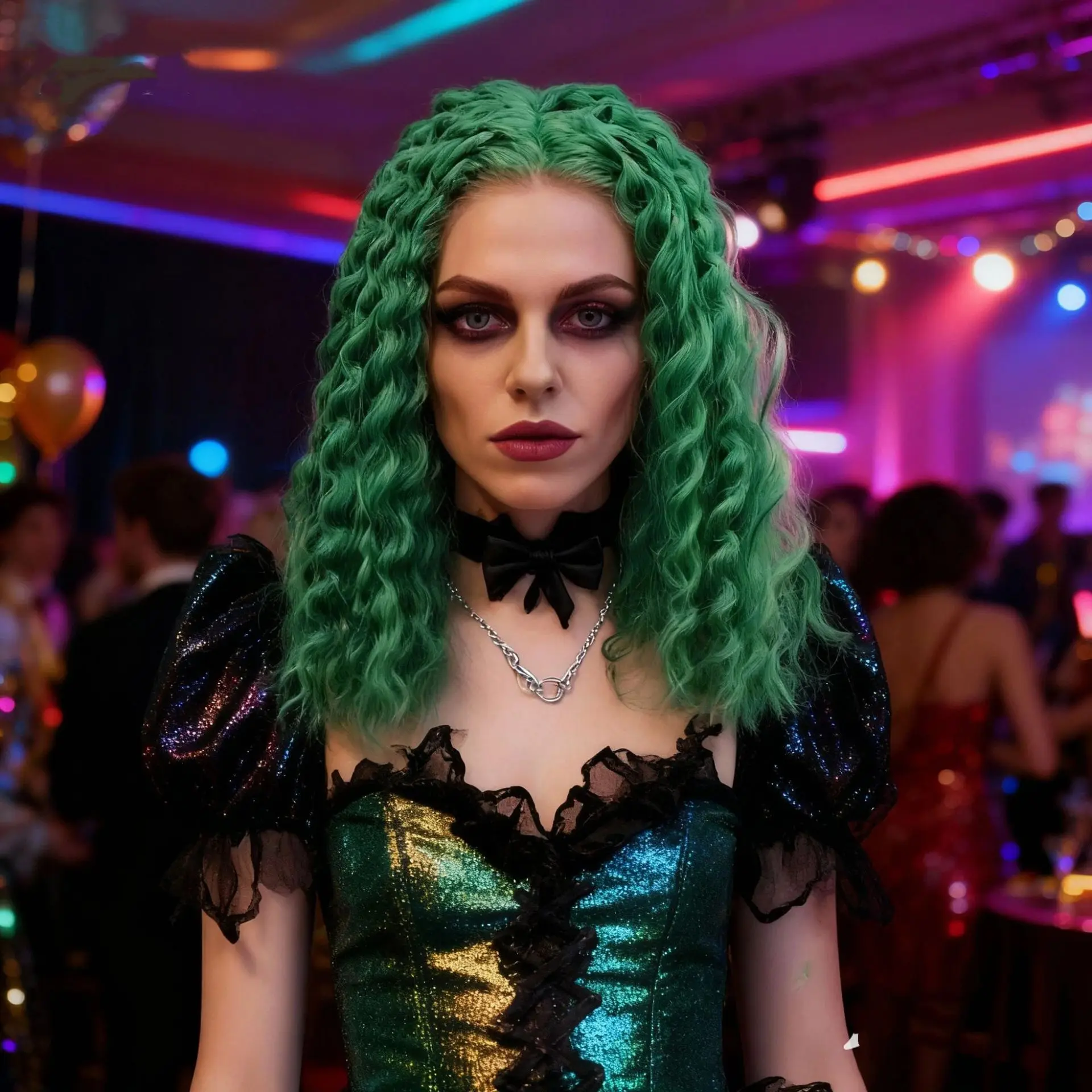 

Synthetic Middle Part Orange Green Short Curly Fluffy Hollow Heart Braid Wig Cosplay Party Costume African Style Hairpiece