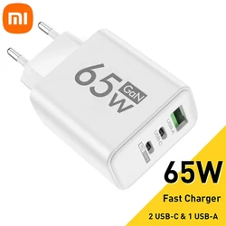 Xiaomi-gan急速充電器,65W, 3ポート,usb c,eu,usアダプター,pd 3.0,急速充電,電話アダプター,iphone,huawei,samsung