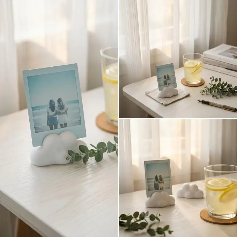 Cute Cloud Shaped Photo Holder 4Pcs Multifunctional Desktop Picture Frame Stand for Bedroom Study Table Ornament