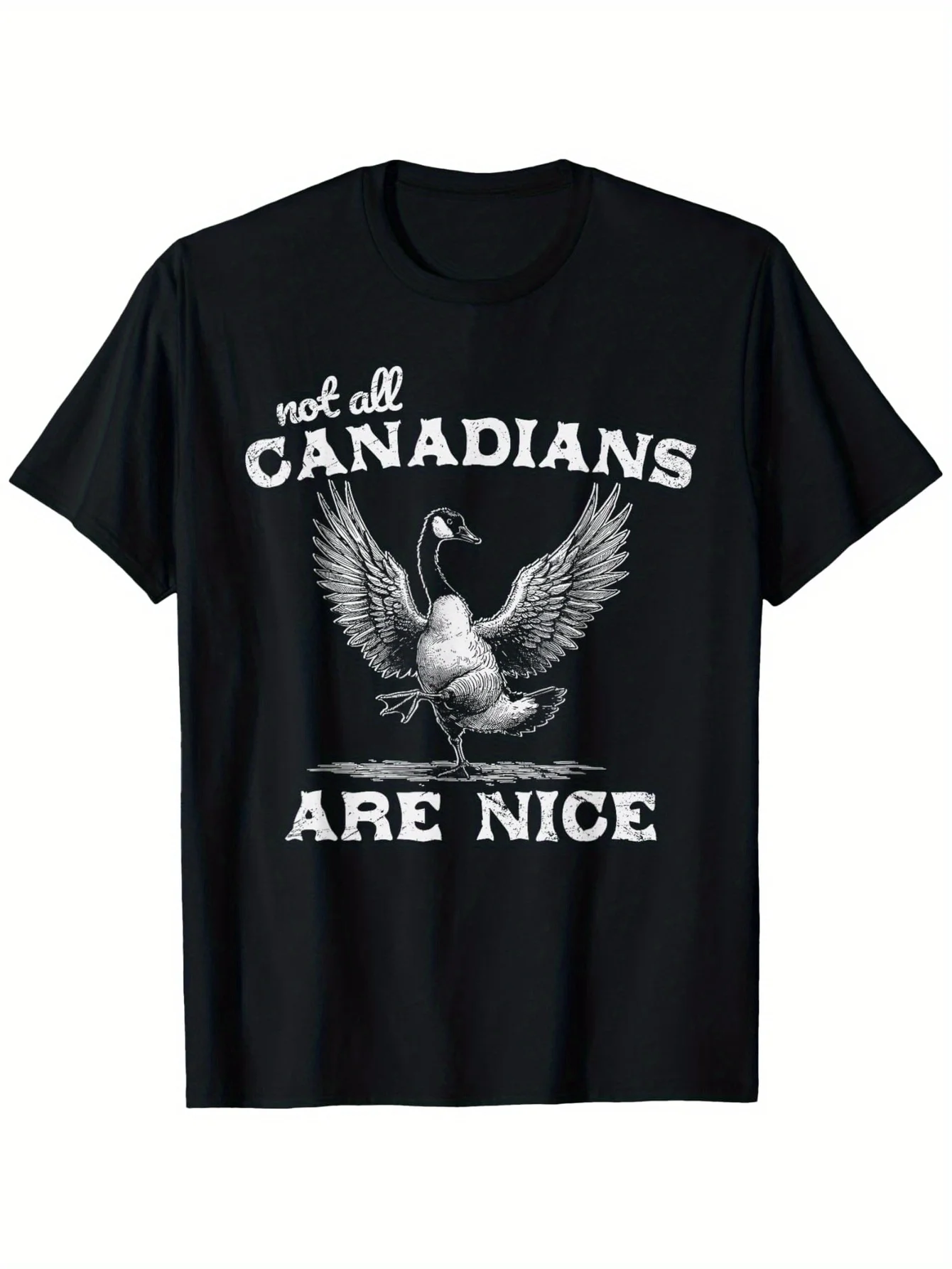 Not All Canadians Are Nice Funny Canadian Goose Humor T-Shirt, 100% Cotton, Gift for Men Women Dad Mom Friends, Black, S-XXXL
