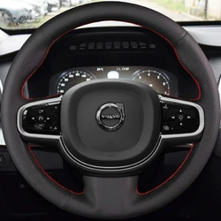 Custom Car Steering Wheel Braid Cover Soft Genuine Leather 100% Fit For Volvo S90 XC90 XC60 S60 V90CC Auto Interior Accessories