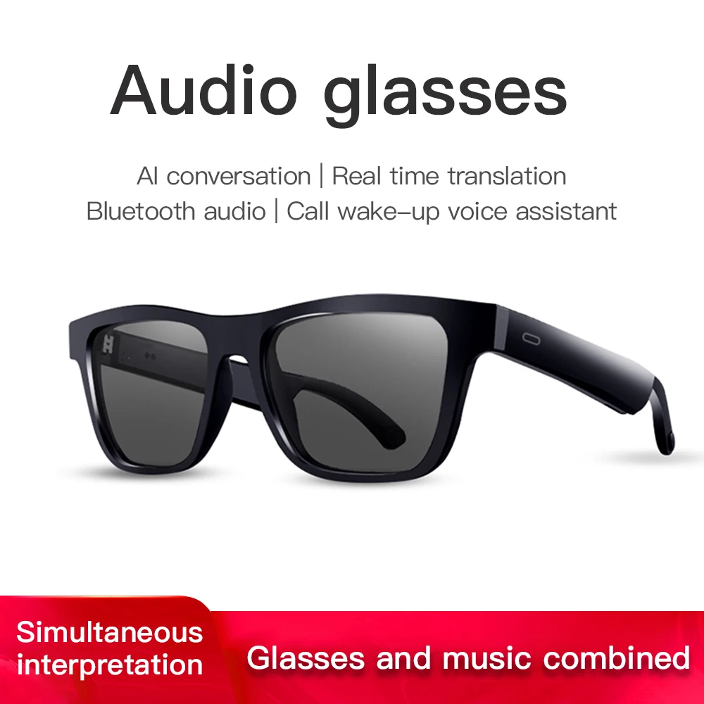 

AI Real-time Translation AI Smart Audio Glasses Bluetooth Headphones Bluetooth Smart Glasses Sunglasses Anti-blue Light Glasses