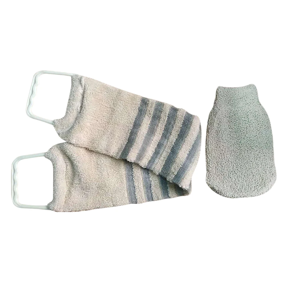 

2Pcs Exfoliating Body Scrub Glove Set for Shower Spa Use Double Sided Bath Towel Soft Skin Cleaner Glove for Deep Cleansing and