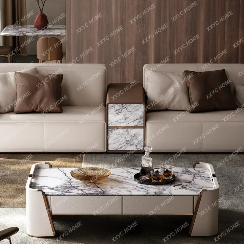 XXCoffee table marble luxury living room modern light luxury TV cabinet coffee table combination