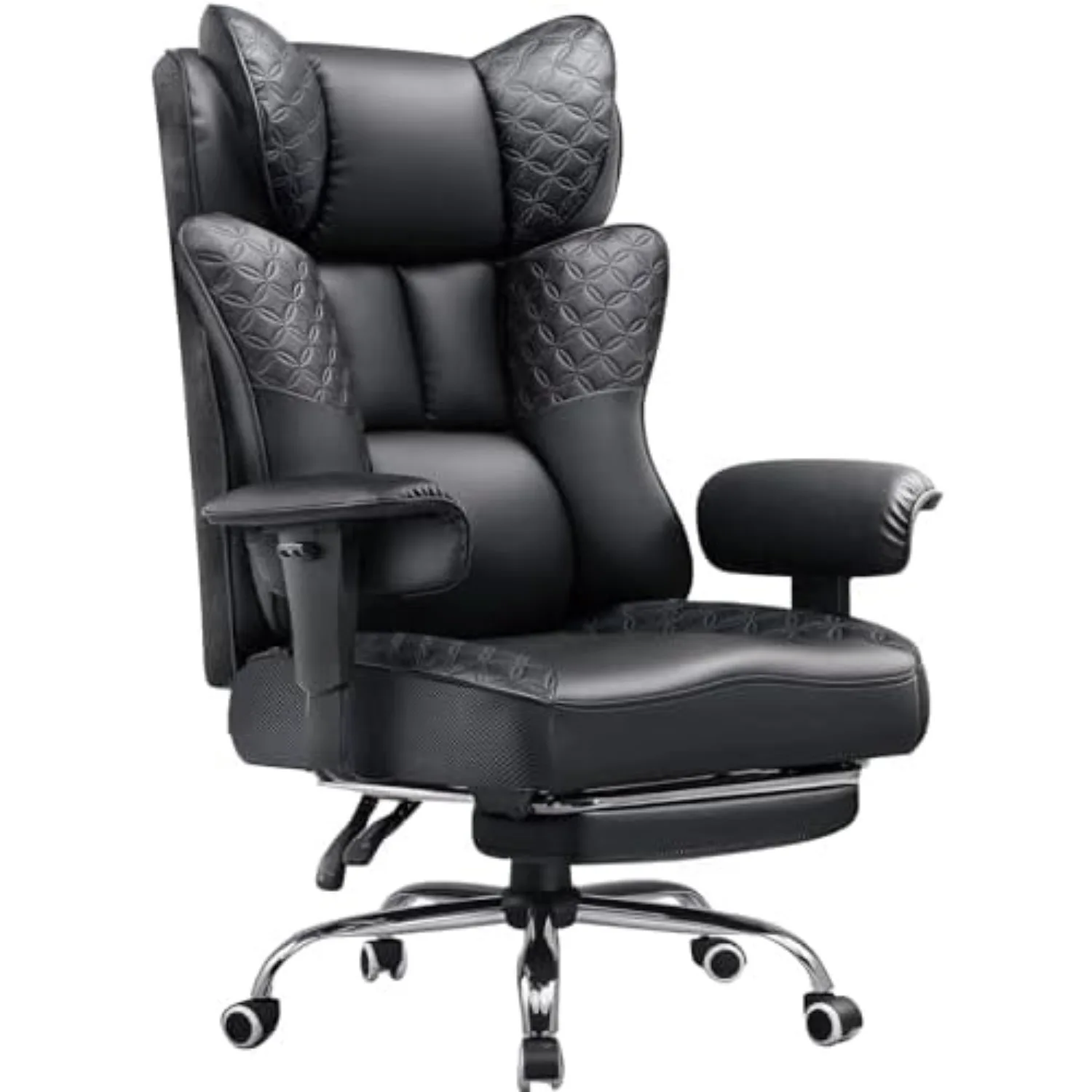 Big and Tall Office Chair Wide Ergonomic Gaming Chair with Deluxe Embossing Designed Leather with Foot