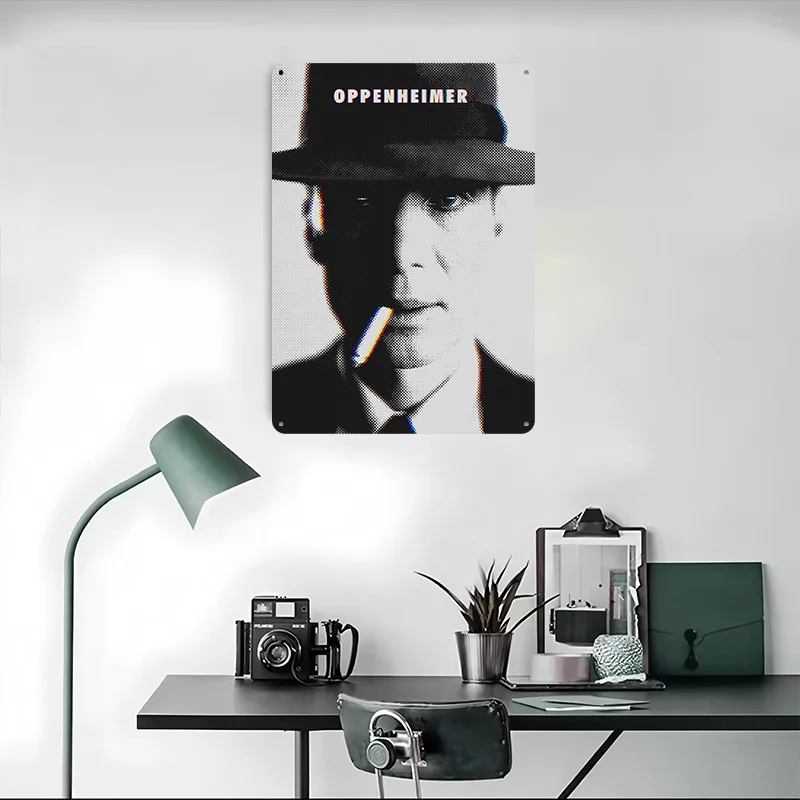 Oppenheimer الفيلم المعادن المشارك خمر الديكور غرفة المعيشة مخصص الألومنيوم علامات معدنية لجدار الفن الديكور ديكور المنزل