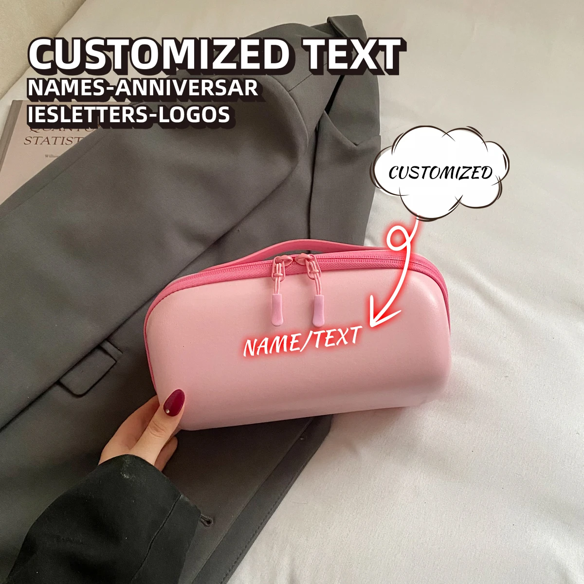 Custom Logo Makeup Bag, Box-Style Portable Skincare Storage Bag, Makeup Brush 3D Hard Shell Travel Business Makeup Case, Personalized DIY