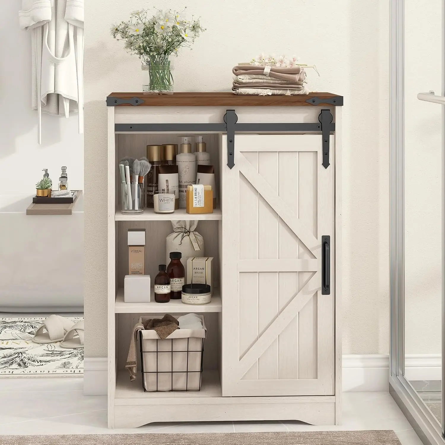 

Bathroom Floor Storage Cabinet, Bathroom Cabinet with Drawer, Floor Storage Cabinet, Farmhouse Storage Cabinet =