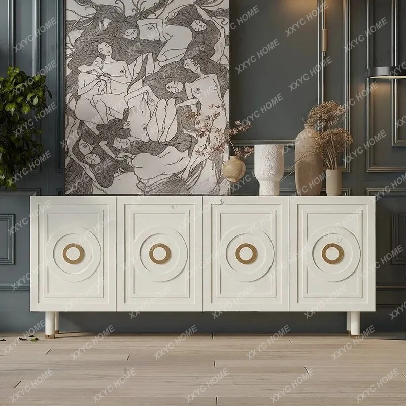 XX light luxury dining side cabinet modern household living room wall decoration gold-painted engraved entrance cabinet