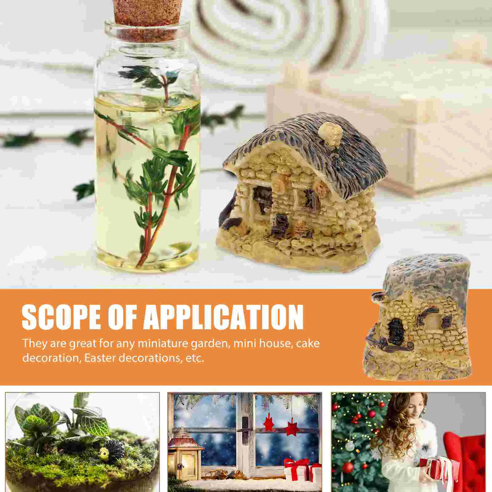 8 Pcs Fairy Stone House Mini-landscape Ornament Resin Small Accessories for Home Portable