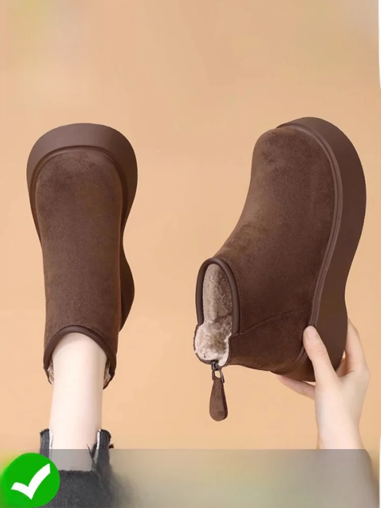 

Женские зимние ботинки-снегоходы из натуральной кожи, нескользящие, теплые, на хлопковой подкладке, водонепроницаемые, на платформе