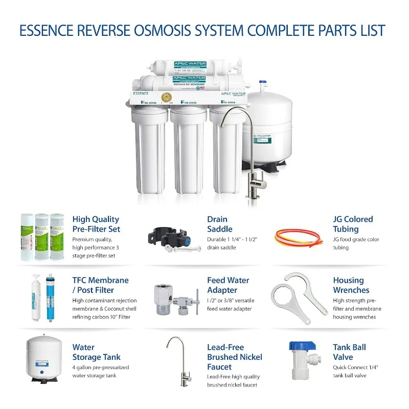 Sistem Air APEC ROES-50 seri Essence tingkat atas 5-tahap bersertifikasi WQA sistem Filter air minum Osmosis terbalik yang sangat aman