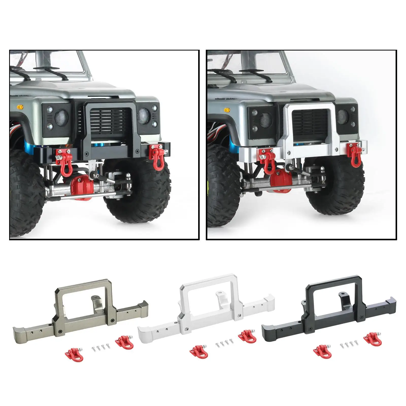 RC Car Metal Front Bumper with Shackles for MN D90 99S 1:10 Scale RC