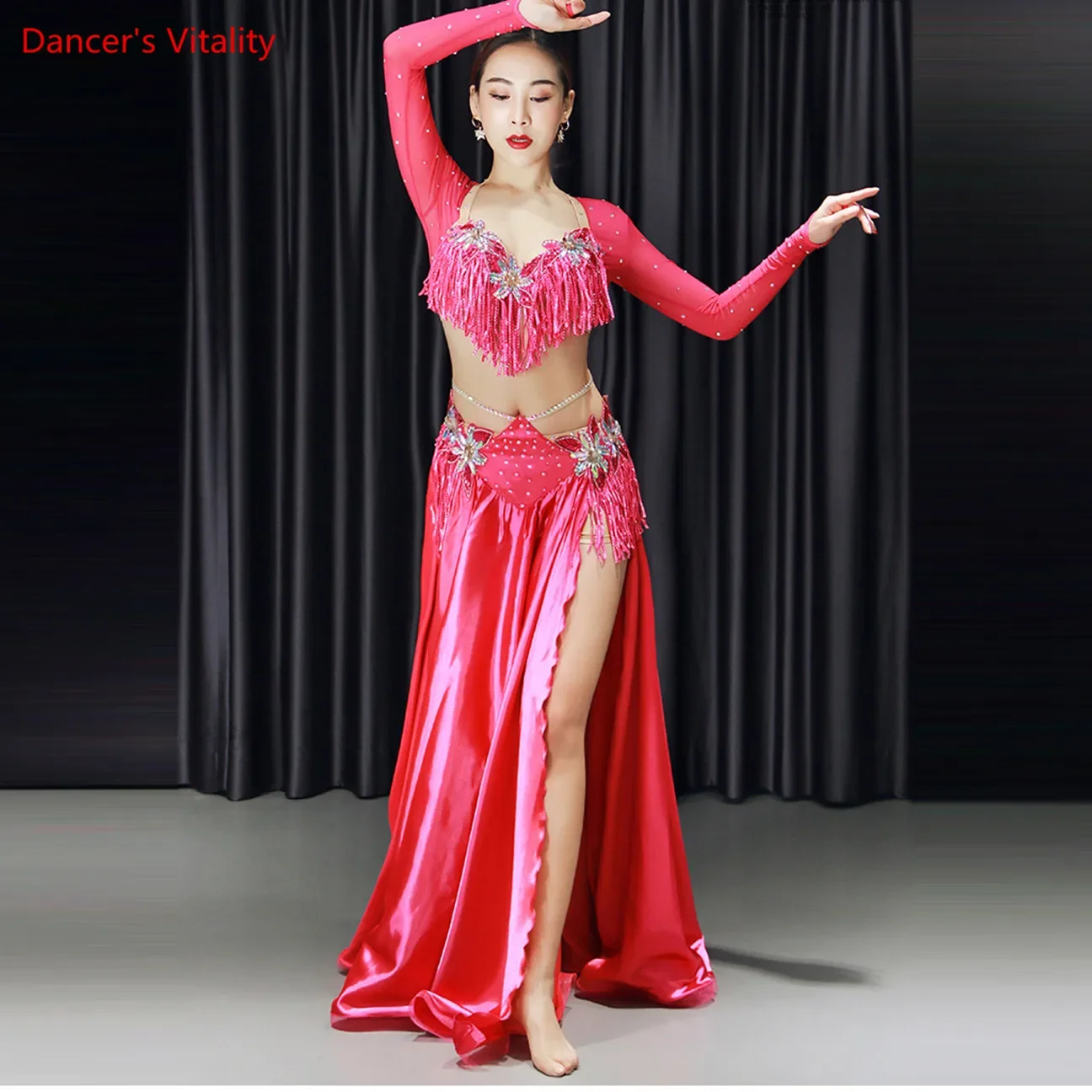 New Women Oriental Dance Costumes Top Bellydance Hip Scarf Carnaval Belly Dance Bra Long Skirt Set Performance Clothes Sexy