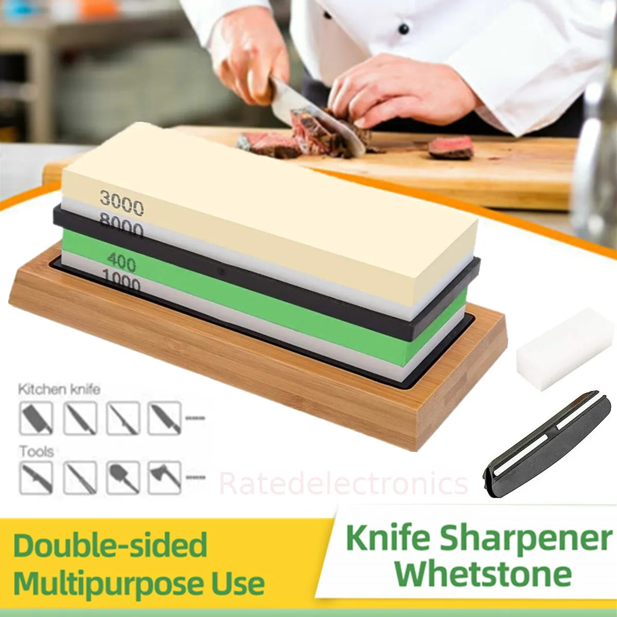 

Whetstone set - professional small stones, 4 sides with sanding effect, 400/1000, 3000/8000 -