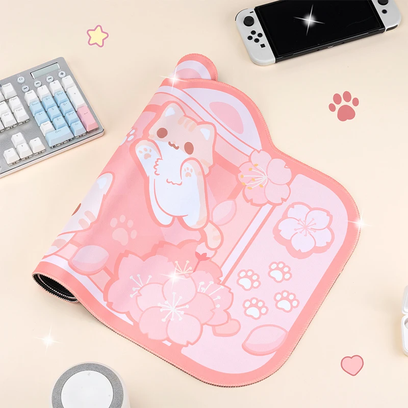 XXL Large Kawaii Gaming Mouse Pad Cute Cartoon Sakura Cat Pink Desk Mat Gamer Keyboard Game Mouse Pad Laptop Desk Accessories