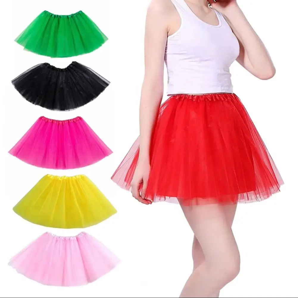

2026 High Waist Short Skirt Mini Skirt Mesh Layered A-Line Skirt Solid Color Elastic With Lining Work Leisure Beach Skirts