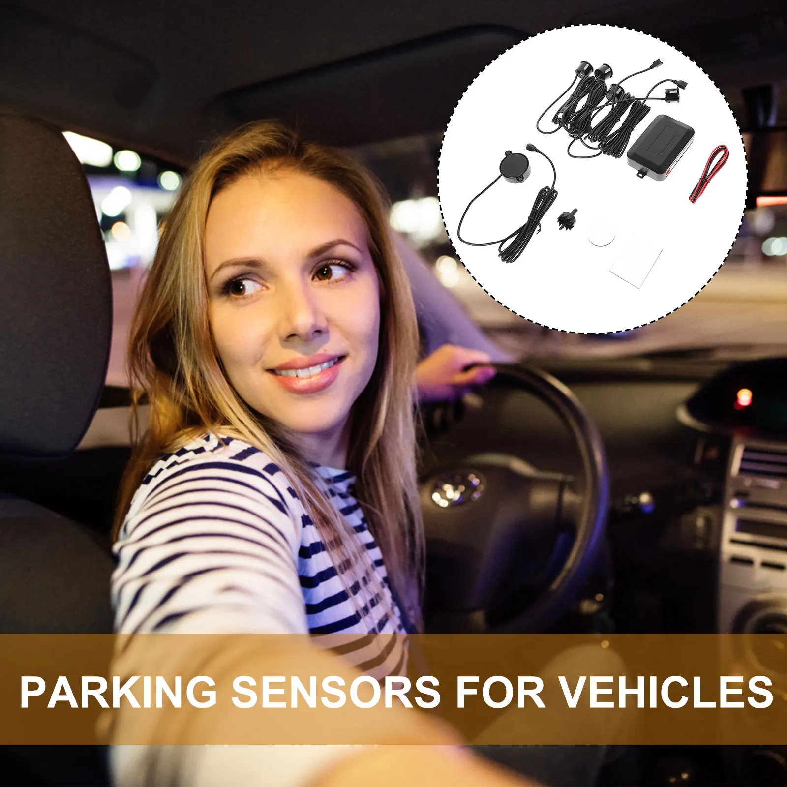 

4 Sensors Black Car Parking Assist System Alert Universal Reverse Vehicle Distance Detection