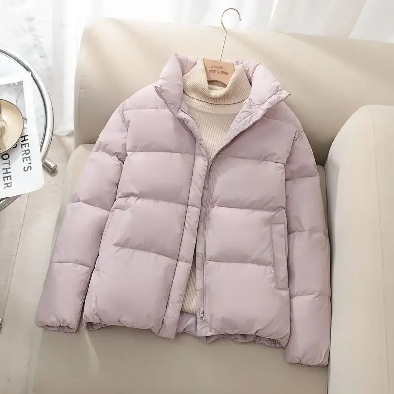 Parka da donna cappotto stile pendolarismo 2024 inverno nuovo colletto in piedi piumino in cotone cerniera regolare abbigliamento donna inverno