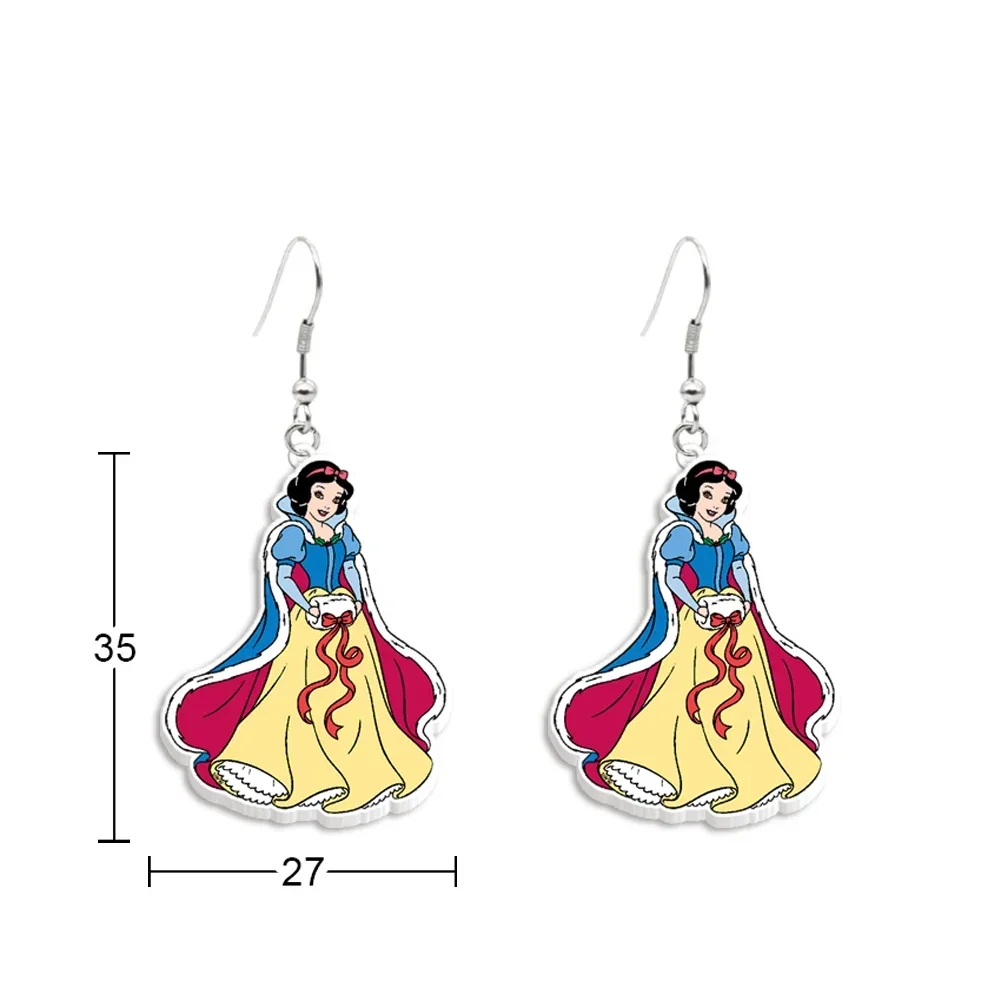 Mini Snow White Princess Christmas Disney Resin Planar Dangle Earrings Flat Back Hook Earrings For Decoration Gift Party