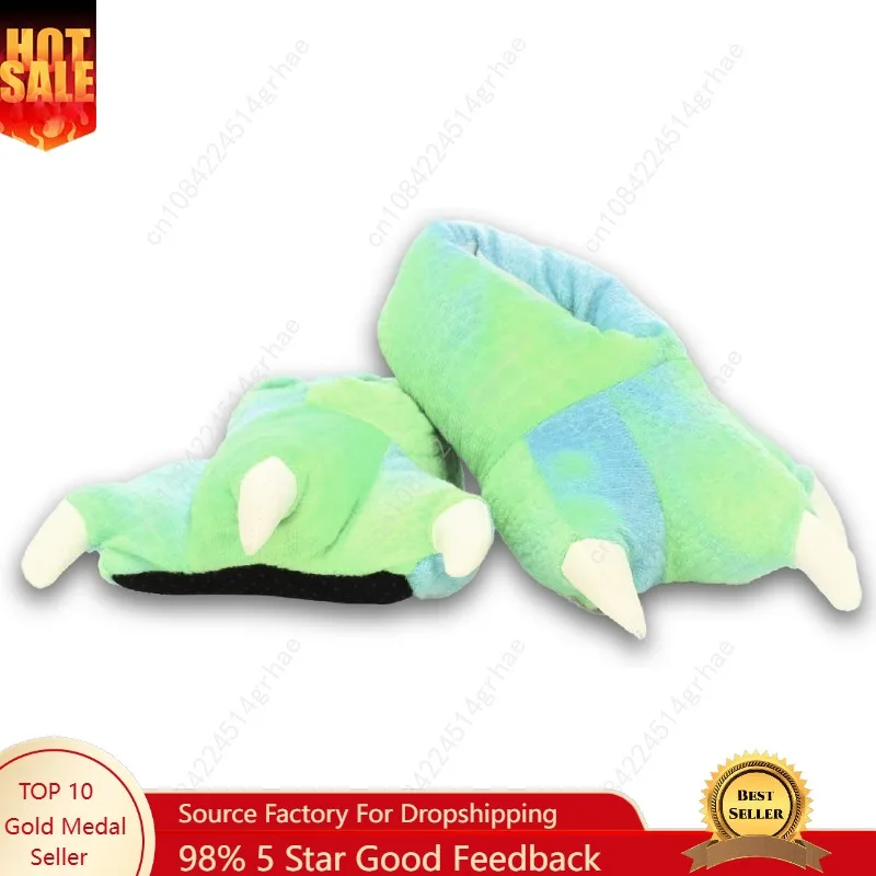 

WISHPETS Stuffed Animal Slippers - Soft Plush Toy for Kids and Adults ages 2-5, Shoe Sizes Toddler 5-11 - Green Dinosaur Claw Sl