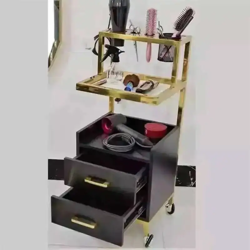 Trolleys Beauty Salon Furniture Luxury Trolley Auxiliary Hairdresser Rolling Drawer Cosmetic Chariot de salon Wheels Nail Car