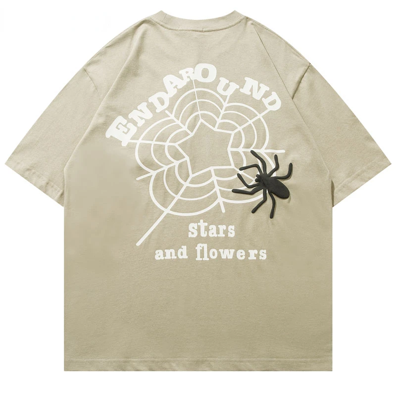 CHICVOY Hip Hop T Shirt Harajuku Spider Letter Print Tshirt Oversize Y2K Casual Cotton Loose Short Sleeve Tops Tee Punk Gothic