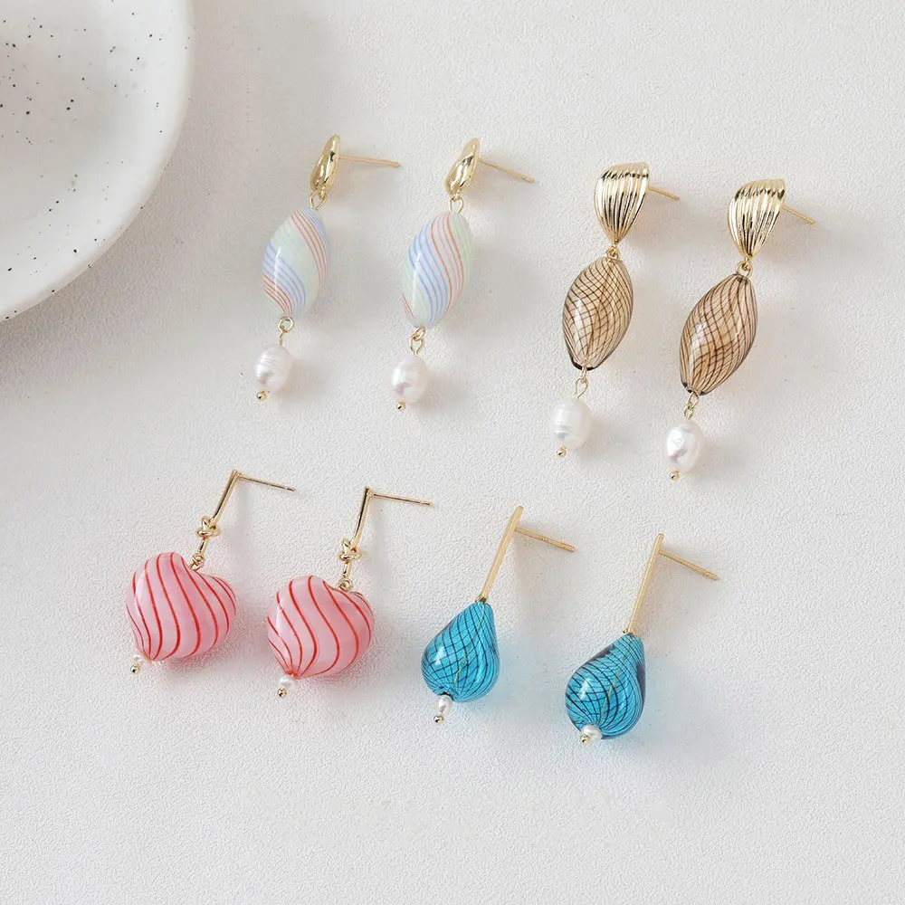 4PCS Hollow Heart Glass Drop Earrings Pendants Charms for Jewelry Making Diy Earrings Findings Supplies Hand Made Beads  23mm