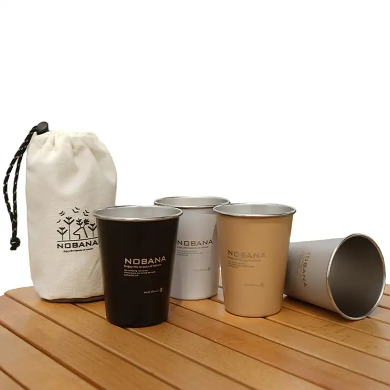 

Outdoor Camping Mug 4PCS Portable Drinking Cup With Carry Bag Portable Outdoor Travel Water Mug