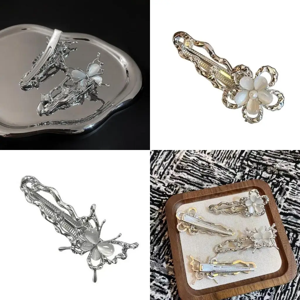 

652F Metallic Butterfly Hair Clip Elegant Zircon Side Clip Hairpin Women Hair Styling Tool for Side Hair 2000S Girl Headwear