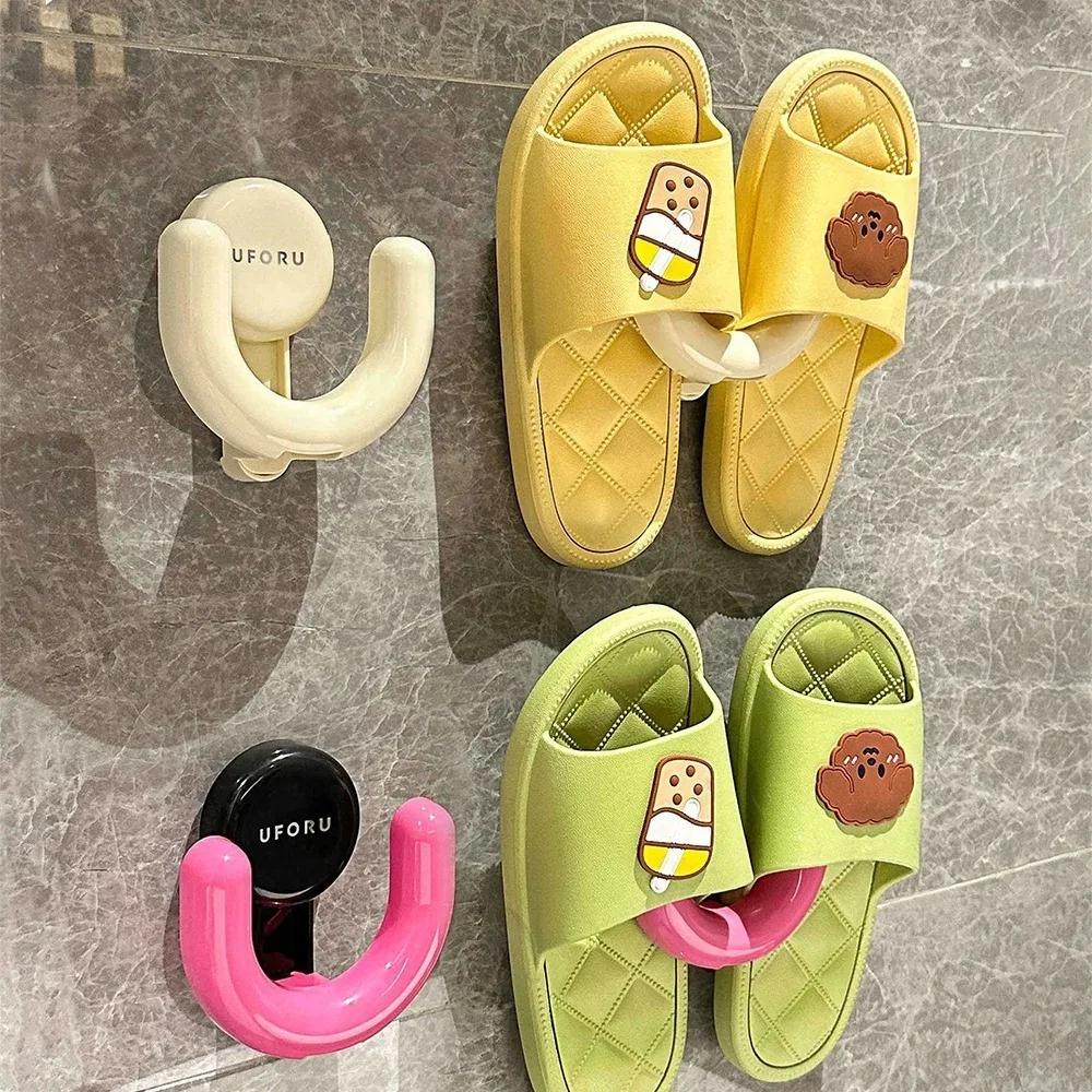 Fashion Colorful Suction Cup Hook Reusable Durable Towel Bar Coat Hanger Easy Install Bathroom Shower Slippers Storage Rack