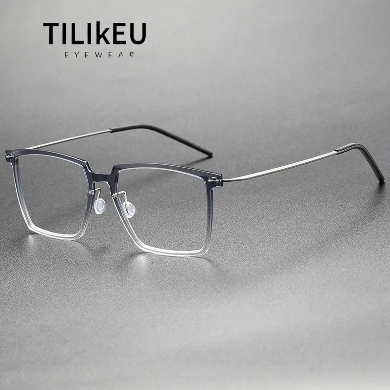 

New Fashion Titanium Glasses Frame Ultra Light Nylon Square Retro Men's Eyeglass Frame Personalized Screwless Eyeglasses Frame